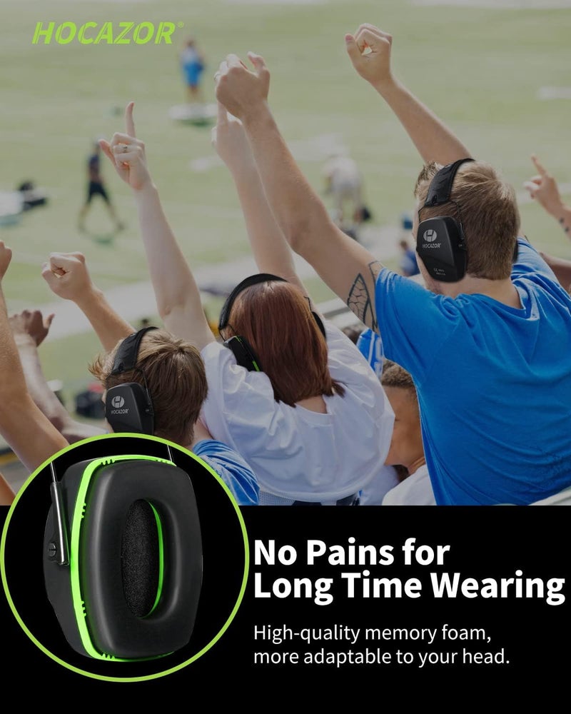 Hocazor Shooting Ear Protection NRR 26dB Suit for Shooters Hunting Range Racing Concert Sports Events Airports - Black&Green HO1006 - Image 4